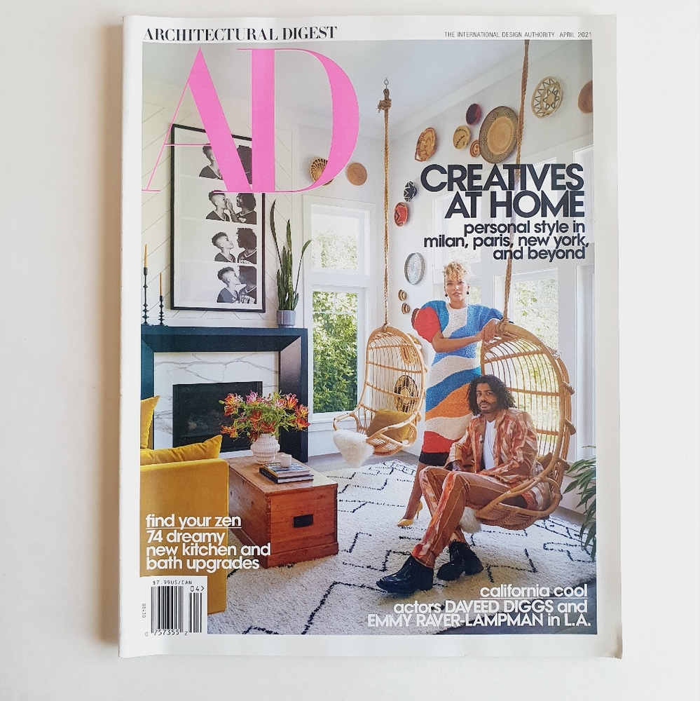 Architectural Digest Magazine April, 2021 Daveed Diggs & Emmy Raver-Lampman.